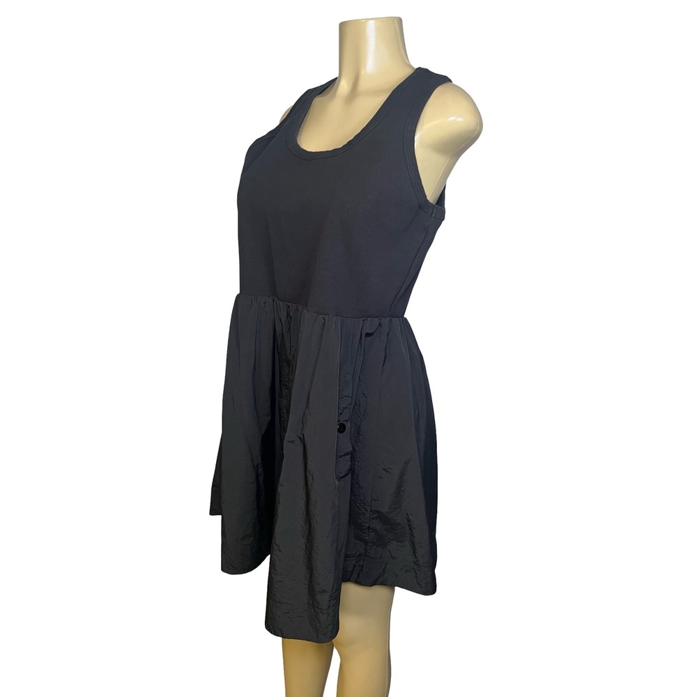 Steve Madden Black Mixed Media Ribbed Tank Nylon Skirt Mini Dress XL BO208828